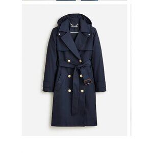 J.Crew Womens $348 Petite New Icon Trench Coat Navy Size 0P BF458